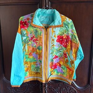 VTG 90s East West Tropical Windbreaker Jacket Yetta Rosenberg The Nanny Small